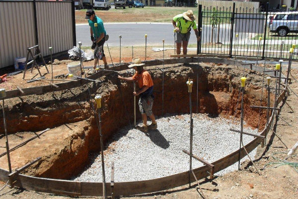 Excavate and steel reo pool shell built by UC Pools in Brisbane