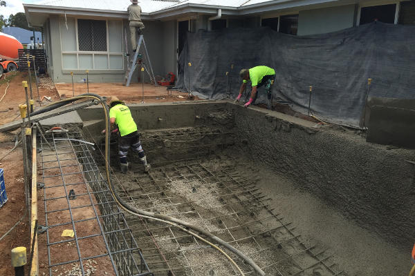 Pool shaping and spraying performed by UC Pools in Brisbane