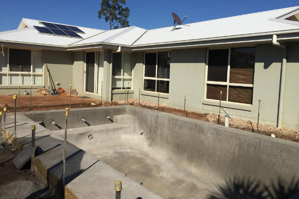 Concrete pool shell complete built by UC Pools in Brisbane