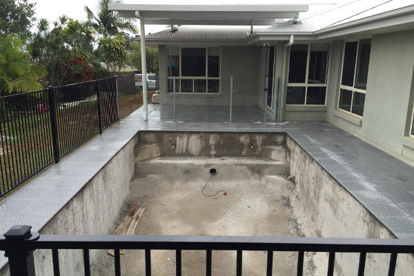 Concrete pool complete ready for pebble interior built by UC Pools in Brisbane
